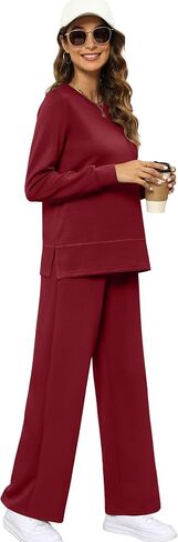 XIEERDUO المرأة 2 قطعة صالة مجموعات الخريف ملابس السفر موضة واسعة الساق رياضية مريحة Sweatsuits S-3XL in Kuwait