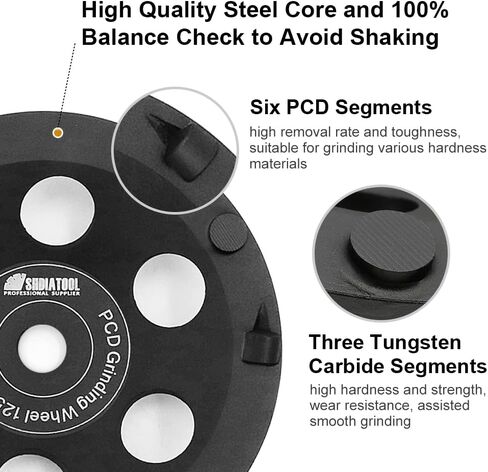SHDIATOOL 5 Inch PCD Grinding Cup Wheel for Remove Epoxy Glue Mastic Paint and Concrete Floor Surface Coating 5/8"-11 Thread in Saudi Arabia