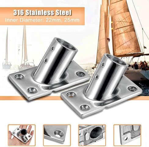 Heavy Dudy 316 Stainless Steel Boat Rectangular Base Marine Yacht Hand Rail Fitting Rail Tube Stanchion Base Column Accessories-1PACK in Kuwait