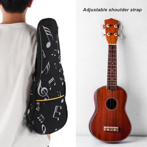 Ukulele Case, 21in Ukulele Padded Gig Bag Oxford Cloth Waterproof Storage with Exterior Front Zipped Pocket Music Accordion Accessory Instrument Single Shoulder Backpack Adjustable Straps for Outdoor in Saudi Arabia