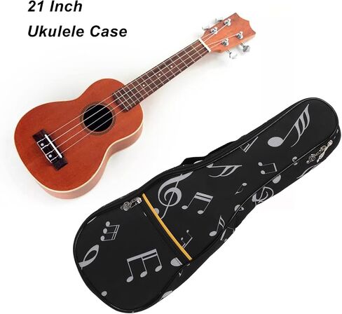 Ukulele Case, 21in Ukulele Padded Gig Bag Oxford Cloth Waterproof Storage with Exterior Front Zipped Pocket Music Accordion Accessory Instrument Single Shoulder Backpack Adjustable Straps for Outdoor in Saudi Arabia