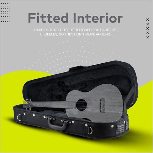 حافظة Knox Gear Baritone Ukulele - متينة ومقاومة للماء ومبطنة وحافظة واقية بمقبض وحزام كتف قابل للتعديل وحقيبة تخزين (أسود) in Kuwait