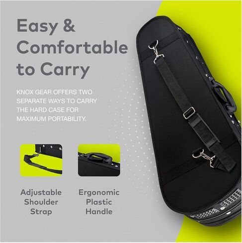 حافظة Knox Gear Baritone Ukulele - متينة ومقاومة للماء ومبطنة وحافظة واقية بمقبض وحزام كتف قابل للتعديل وحقيبة تخزين (أسود) in Kuwait
