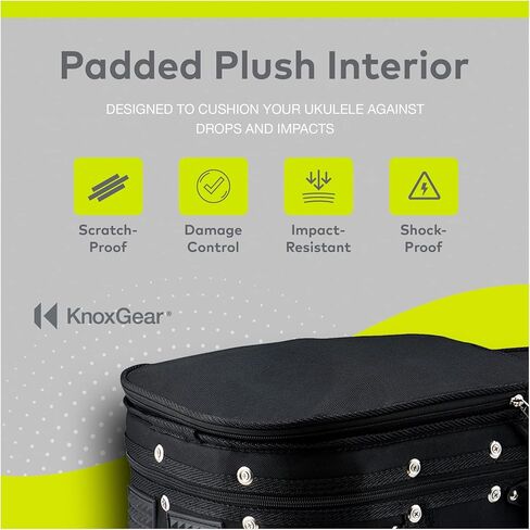 حافظة Knox Gear Baritone Ukulele - متينة ومقاومة للماء ومبطنة وحافظة واقية بمقبض وحزام كتف قابل للتعديل وحقيبة تخزين (أسود) in Kuwait