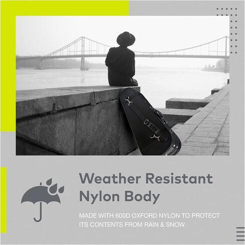 حافظة Knox Gear Baritone Ukulele - متينة ومقاومة للماء ومبطنة وحافظة واقية بمقبض وحزام كتف قابل للتعديل وحقيبة تخزين (أسود) in Kuwait