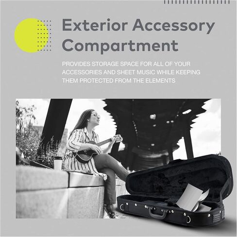 حافظة Knox Gear Baritone Ukulele - متينة ومقاومة للماء ومبطنة وحافظة واقية بمقبض وحزام كتف قابل للتعديل وحقيبة تخزين (أسود) in Kuwait