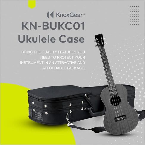 حافظة Knox Gear Baritone Ukulele - متينة ومقاومة للماء ومبطنة وحافظة واقية بمقبض وحزام كتف قابل للتعديل وحقيبة تخزين (أسود) in Kuwait