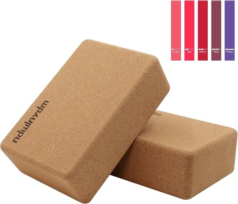 Cork Yoga Blocks, 2 Pack Yoga Blocks Natural Cork, High Density Yoga Block with Non Slip Surface, Eco-Friendly Yoga Accessories for Women, Ideal for Yoga, Pilates, Stretching in Saudi Arabia