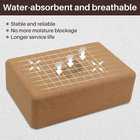 Cork Yoga Blocks, 2 Pack Yoga Blocks Natural Cork, High Density Yoga Block with Non Slip Surface, Eco-Friendly Yoga Accessories for Women, Ideal for Yoga, Pilates, Stretching in Saudi Arabia