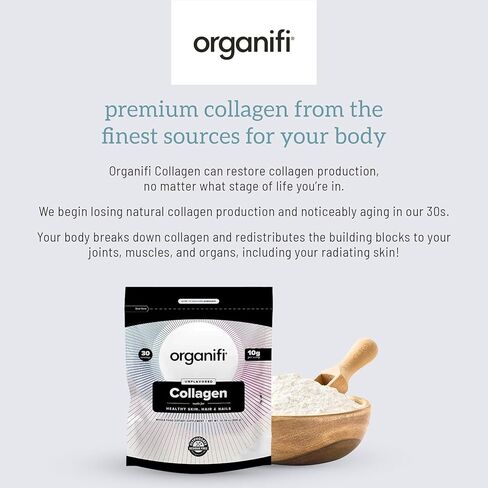 Organifi Collagen Powder - Fuller Hair, Stronger Nails, and Radiant Skin - Replenish and Rebuild Your Body - Gluten-Free, Dairy-Free, and Soy-Free Hydrolyzed Multi Collagen Peptides, 30 Servings in Saudi Arabia