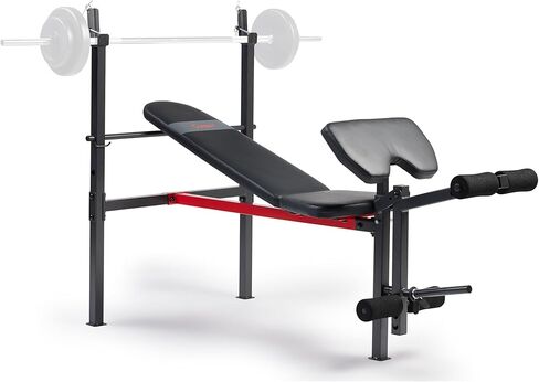 Sunny Health & Fitness Adjustable Multi-Function Incline Weight Bench with Barbell Rack, Full Body Workout Exercise Strength Training for Home Gym W/ Optional Leg Developer & Preacher Curl Attachment in Saudi Arabia