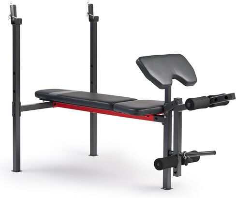 Sunny Health & Fitness Adjustable Multi-Function Incline Weight Bench with Barbell Rack, Full Body Workout Exercise Strength Training for Home Gym W/ Optional Leg Developer & Preacher Curl Attachment in Saudi Arabia