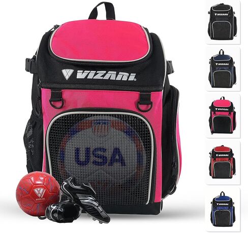 Vizari Cambria Soccer Backpack With Ball Compartment and Vented Ball Pocket and Mesh Side Cargo Pockets for Adults and Teens in Saudi Arabia