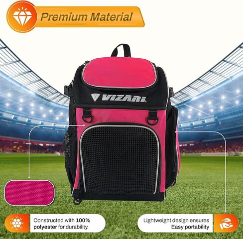 Vizari Cambria Soccer Backpack With Ball Compartment and Vented Ball Pocket and Mesh Side Cargo Pockets for Adults and Teens in Saudi Arabia