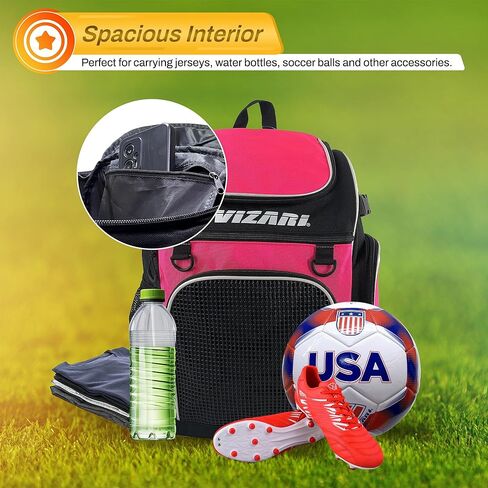 Vizari Cambria Soccer Backpack With Ball Compartment and Vented Ball Pocket and Mesh Side Cargo Pockets for Adults and Teens in Saudi Arabia