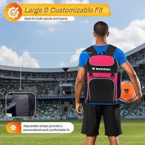 Vizari Cambria Soccer Backpack With Ball Compartment and Vented Ball Pocket and Mesh Side Cargo Pockets for Adults and Teens in Saudi Arabia