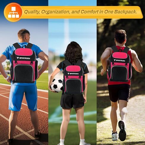 Vizari Cambria Soccer Backpack With Ball Compartment and Vented Ball Pocket and Mesh Side Cargo Pockets for Adults and Teens in Saudi Arabia