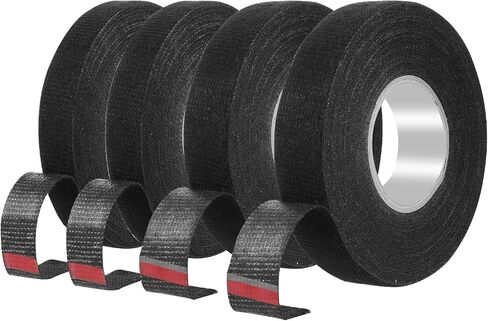 4 Pcs Wire Loom Harness Tape, 15m/19mm Speaker Wiring Harness Cloth Tape, Automobile Black Adhesive Fabric Tape for Wrapping Wiring Protection Insulation Cable Fixed(2Pcs 19mm) in Saudi Arabia