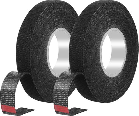 4 Pcs Wire Loom Harness Tape, 15m/19mm Speaker Wiring Harness Cloth Tape, Automobile Black Adhesive Fabric Tape for Wrapping Wiring Protection Insulation Cable Fixed(2Pcs 19mm) in Saudi Arabia