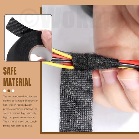 مجموعة متنوعة من أشرطة تسخير الأسلاك المكونة من 5 لفات، شريط قماشي لاصق لتسخير الأسلاك لعزل الأسلاك الأوتوماتيكية (9،19،25،32،50 ملم عرض، 15 متر طول) in Kuwait
