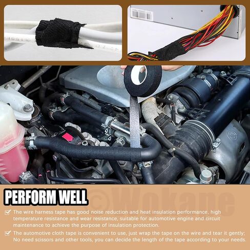 مجموعة متنوعة من أشرطة تسخير الأسلاك المكونة من 5 لفات، شريط قماشي لاصق لتسخير الأسلاك لعزل الأسلاك الأوتوماتيكية (9،19،25،32،50 ملم عرض، 15 متر طول) in Kuwait