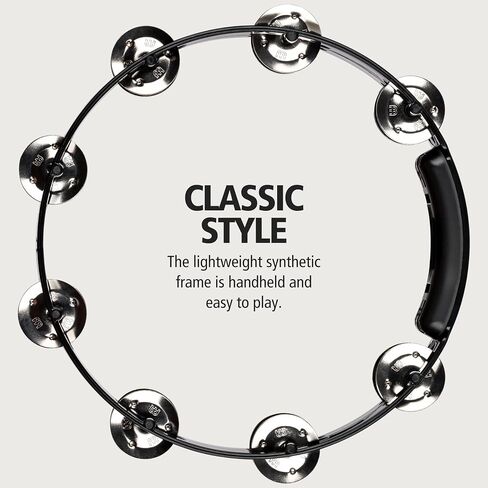 Meinl Percussion Tour Tambourine مع جينجلز من الفولاذ المقاوم للصدأ - غير مصنوع في الصين - أسود، إطار بلاستيك ABS مقاس 10 بوصة، ضمان لمدة عامين، (HTT10BK) in Saudi Arabia