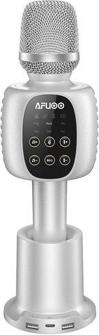 Wireless Bluetooth Karaoke Microphone Speaker System, Handheld Dynamic Mic for Android iPhone Windows, Wireless Charging, Duet Singing, Music Recording, Gifts for Kids Students Adults, KM10 Pro in Saudi Arabia