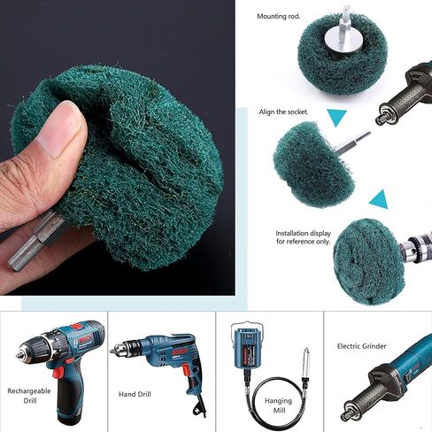 10 قطعة غير المنسوجة عجلة جلخ تلميع عجلة تلميع الحفر مرفق مجموعة أخضر أحمر غير المنسوجة منصات تلميع in Kuwait