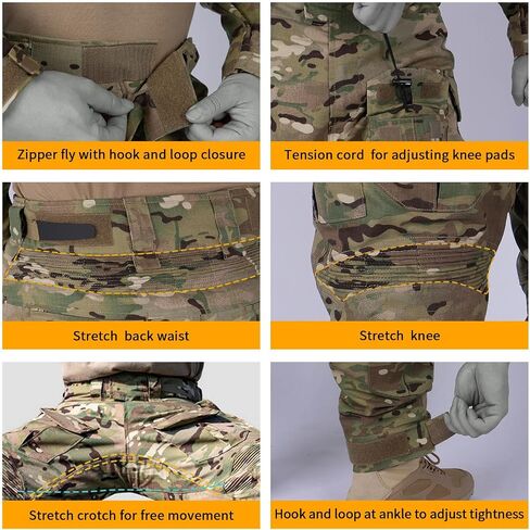 Men’s Tactical Pants with Knee Pads Waterproof Hiking Cargo Pants Camo Combat Pants with 10 Pockets in Saudi Arabia