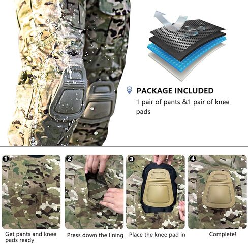 Men’s Tactical Pants with Knee Pads Waterproof Hiking Cargo Pants Camo Combat Pants with 10 Pockets in Saudi Arabia
