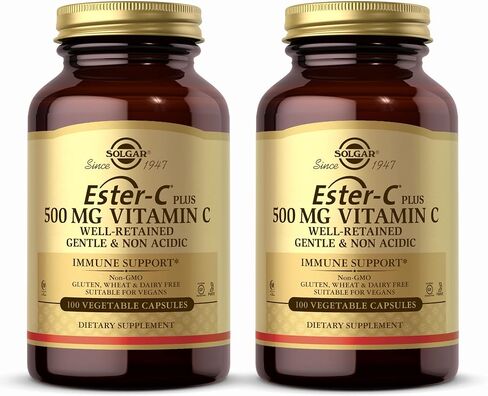 SOLGAR Ester-C Plus 500 mg Vitamin C (Ascorbate Complex) - 100 Vegetable Capsules, Pack of 2 - Antioxidant & Immune Support - Non GMO, Vegan, Gluten Free, Kosher - 200 Total Servings in Saudi Arabia