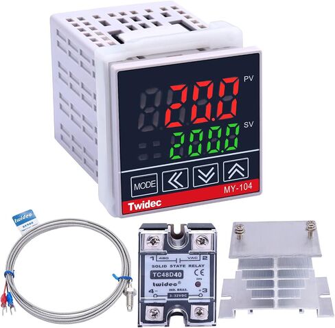 Twidec/MV100-B10 Digital Display PID Temperature Controllers Thermostat Regulator AC 85V - 265V MY-104+ K Sensor Thermocouple + Heat Sink and Solid State Relay SSR 40 DA in Saudi Arabia