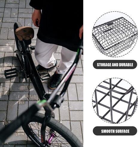 LIOOBO 1pc Bicycle Basket Bike Accessory Bike Storage Container Bike Rear Basket Cycling Parts Backseat Basket Riding Storage Gadget Hanging Bike Basket Metal Bike Basket Bike Gadget in Saudi Arabia