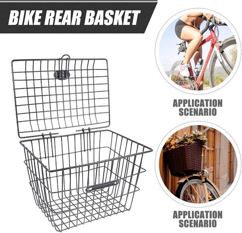 LIOOBO 1pc Bicycle Basket Bike Accessory Bike Storage Container Bike Rear Basket Cycling Parts Backseat Basket Riding Storage Gadget Hanging Bike Basket Metal Bike Basket Bike Gadget in Saudi Arabia