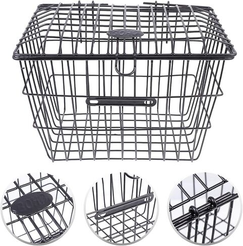 LIOOBO 1pc Bicycle Basket Bike Accessory Bike Storage Container Bike Rear Basket Cycling Parts Backseat Basket Riding Storage Gadget Hanging Bike Basket Metal Bike Basket Bike Gadget in Saudi Arabia