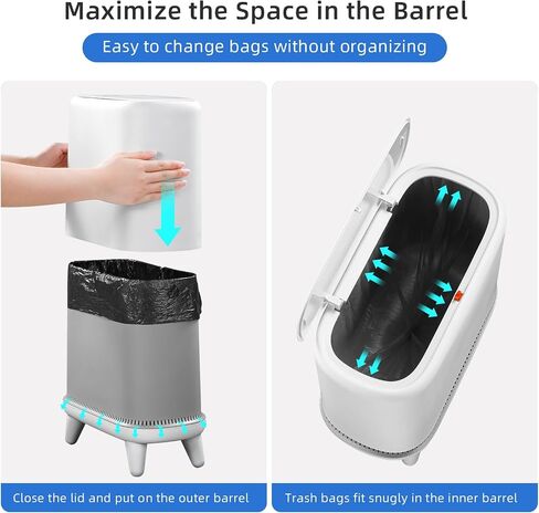 MOPALL Bathroom Trash Can, 3 Gallon Small Trash Can with Lid, Slim Bathroom Garbage Can with Press Top Lid, Modern White Trash Bin with Legs, Plastic Waste Basket for Bathroom, Bedroom, Home Office in Saudi Arabia