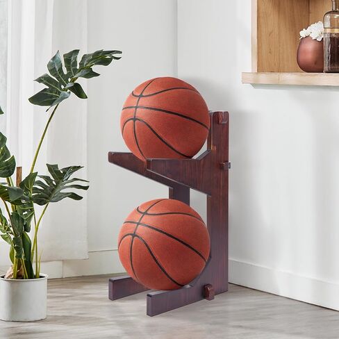 رف تخزين الكرة، حامل كرة السلة، رف تخزين كرة القدم الرجبي، رف تخزين كرة القدم، منظم المرآب من الخشب الصلب in Kuwait