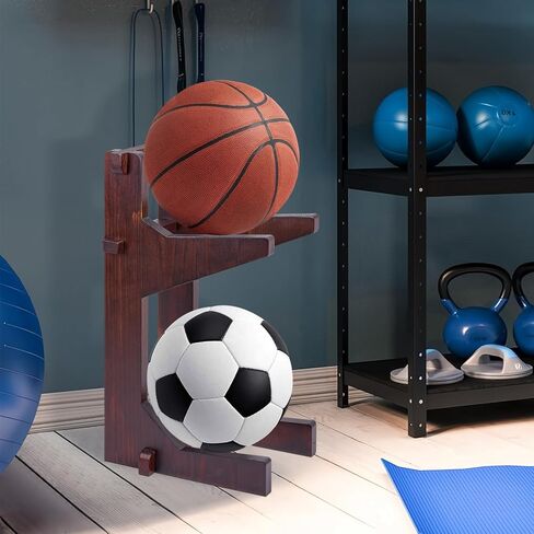 رف تخزين الكرة، حامل كرة السلة، رف تخزين كرة القدم الرجبي، رف تخزين كرة القدم، منظم المرآب من الخشب الصلب in Kuwait