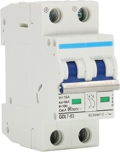 2 Pole DC Miniature Circuit Breaker, 500V 16 Amp DC Breaker Solar Disconnect Switch C16 for Solar Panel PV System in Saudi Arabia