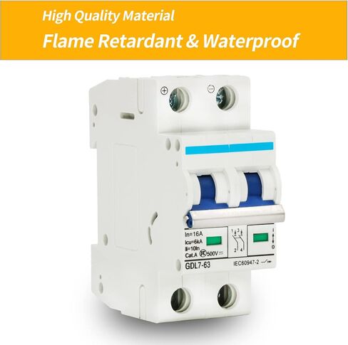 2 Pole DC Miniature Circuit Breaker, 500V 16 Amp DC Breaker Solar Disconnect Switch C16 for Solar Panel PV System in Saudi Arabia