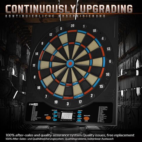CyeeLife Electronic DartBoard&12 Soft Darts,8 Players&34 Games&255 Variations,Battery/adapter/3 languages switching for Professional Dart Games in Saudi Arabia