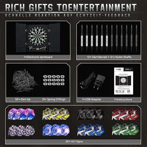 لوحة رمي السهام الإلكترونية CyeeLife و12 سهمًا ناعمًا، 8 لاعبين و34 لعبة و255 نوعًا مختلفًا، بطارية/محول/3 لغات تبديل لألعاب رمي السهام الاحترافية in Kuwait