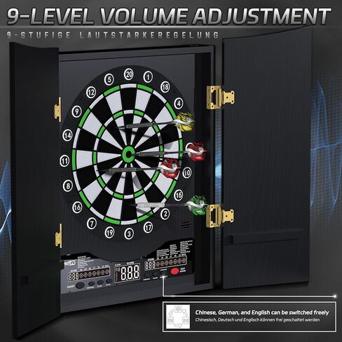 لوحة رمي السهام الإلكترونية CyeeLife و12 سهمًا ناعمًا، 8 لاعبين و34 لعبة و255 نوعًا مختلفًا، بطارية/محول/3 لغات تبديل لألعاب رمي السهام الاحترافية in Kuwait