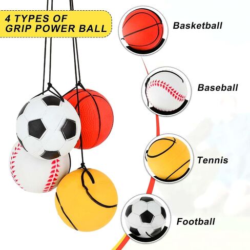 4 Pieces Wrist Return Ball, 2 Inch Rubber Rebound Ball Wristband On A String Sports Wrist Ball Includes Basketball, Baseball and Football for Teens Adults Wrist Exercise or Play in Saudi Arabia