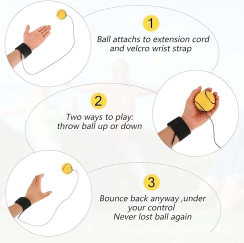 4 Pieces Wrist Return Ball, 2 Inch Rubber Rebound Ball Wristband On A String Sports Wrist Ball Includes Basketball, Baseball and Football for Teens Adults Wrist Exercise or Play in Saudi Arabia