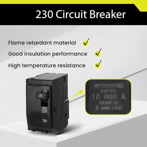 Q0230CP Q0 30 Amp 2 Pole Breaker، متوافق مع Square D Q0 Double Pole 30 Amp Breaker، 120/240V 10kA، تركيب إضافي، مع مؤشر الرحلة المرئي in Kuwait