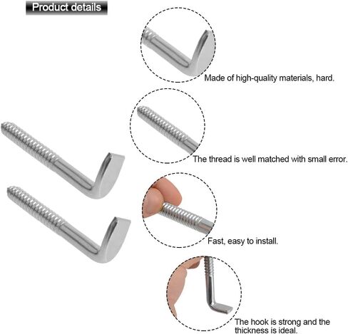 RUIAN Square Bend Hooks,M10-95x30mm Zinc Plated Self-Tapping L Shape Right Angle Wall Hook for Hang Display Medal Jewelry, 8pcs in Saudi Arabia