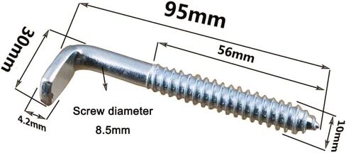 RUIAN Square Bend Hooks,M10-95x30mm Zinc Plated Self-Tapping L Shape Right Angle Wall Hook for Hang Display Medal Jewelry, 8pcs in Saudi Arabia