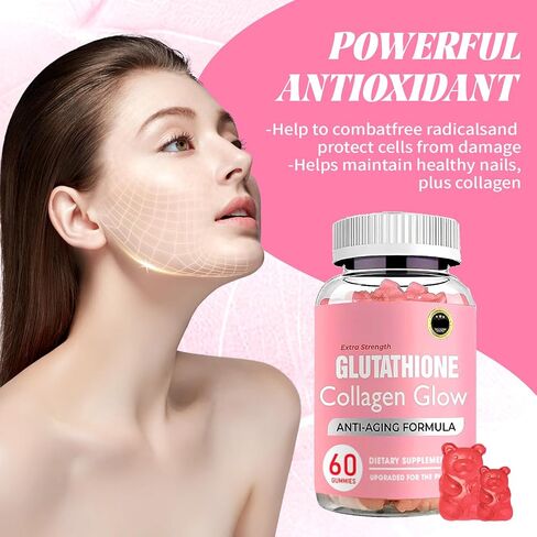 Glutathione Collagen Glow Gummies, Glutathione Collagen Gummies for Women, Glow Beauty Collagen Gummies for Dark Spot, Korean Organic Collagen Gummies for Skin Care Anti-Aging in Saudi Arabia