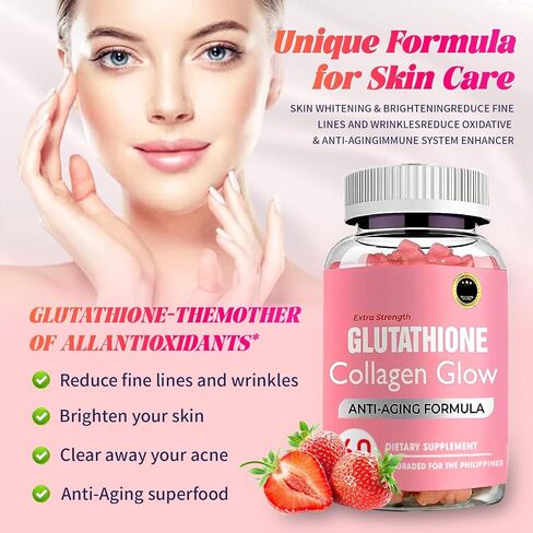 Glutathione Collagen Glow Gummies, Glutathione Collagen Gummies for Women, Glow Beauty Collagen Gummies for Dark Spot, Korean Organic Collagen Gummies for Skin Care Anti-Aging in Saudi Arabia